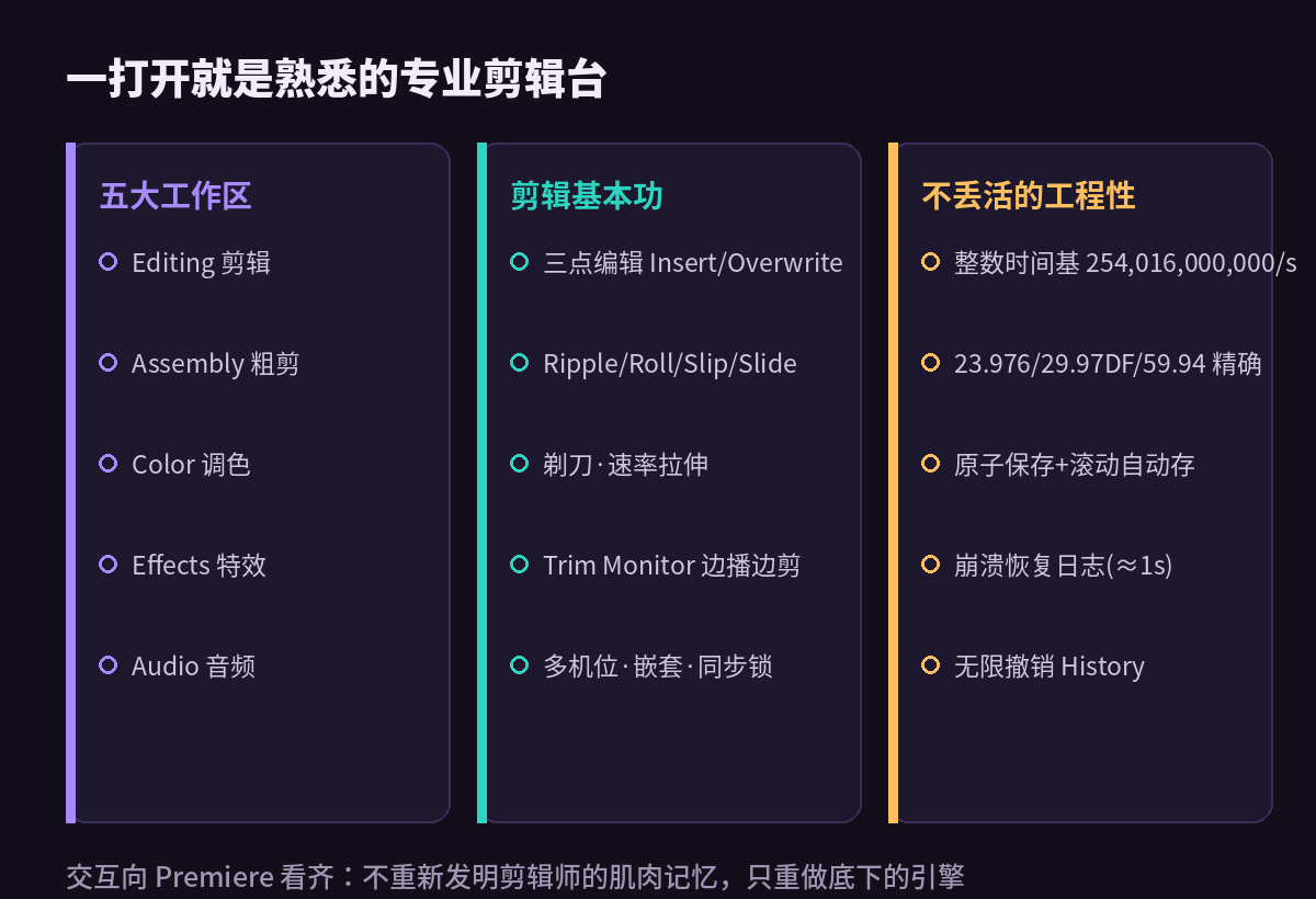 FilmCraft 的专业剪辑工作区与核心能力地图